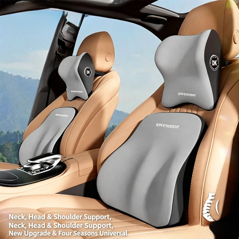 Memory Foam Car Neck Pillow Lumbar Support - Auto-Nackenkissen & Lendenwirbelstütze Set Premium Memory-Schaum
