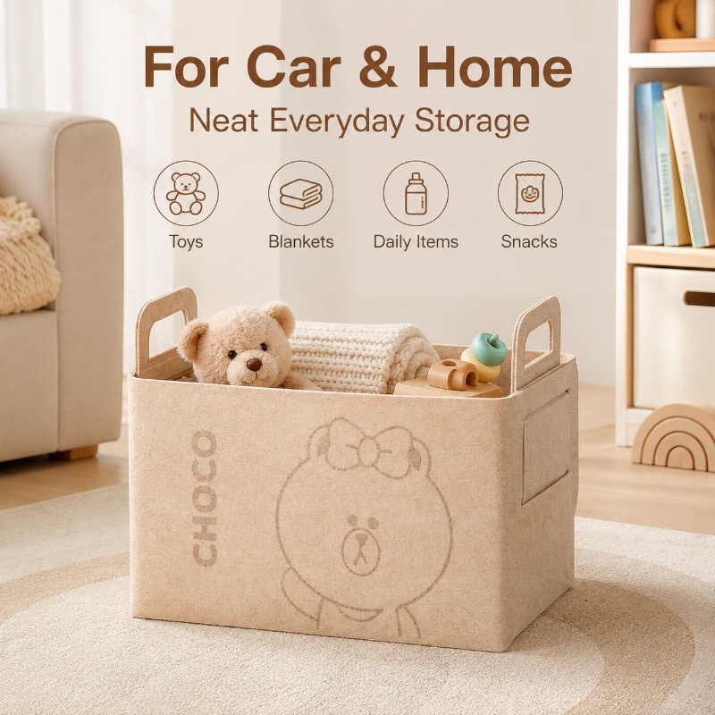 Car Trunk Organizer Foldable Storage Box - 20L Großer Filz-Organizer in Bärenform, Faltbarer