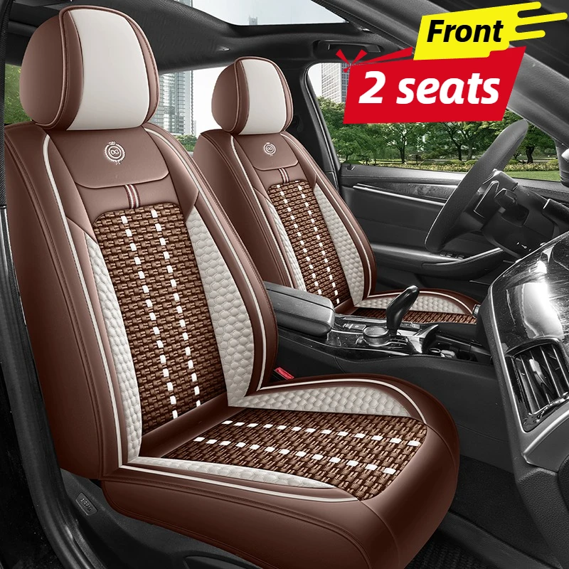 Leather Car Seat Covers Full Set Universal - Autositzbezüge für 2 Vordersitze, Universelle Kühlende