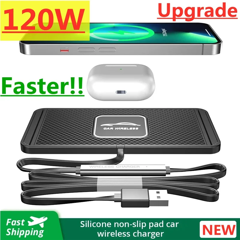 Wireless Car Charger Mount Fast Charging - Silikon Pad Ständer Drahtlose Ladegerät Auto