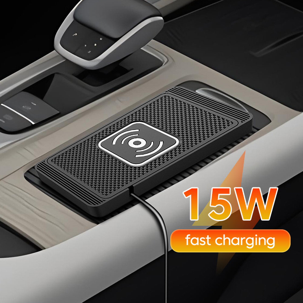 Wireless Car Charger Mount Fast Charging - 15W Kabelloses Ladegerät für Autos, Anti-Rutsch-Pad,