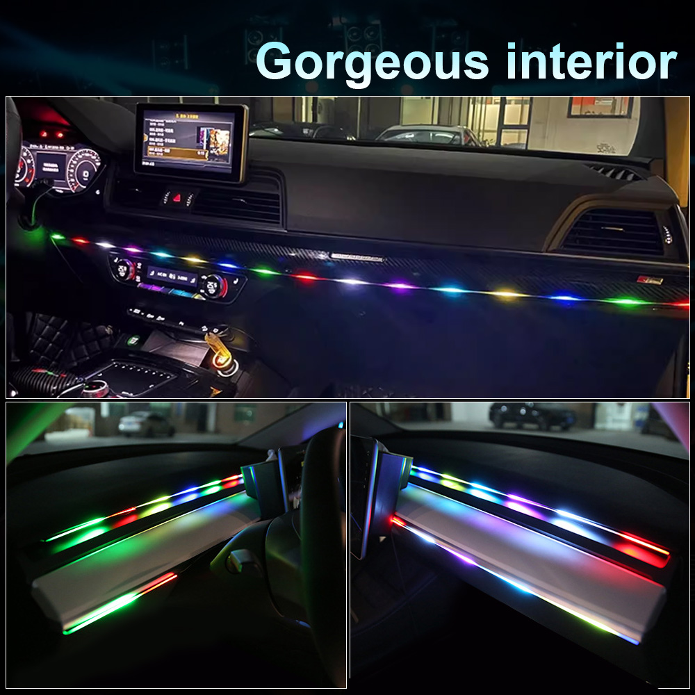 64 farben USB Auto LED Umgebun – Led Ambient Interior Car Lights App Control Bewertung und Preis